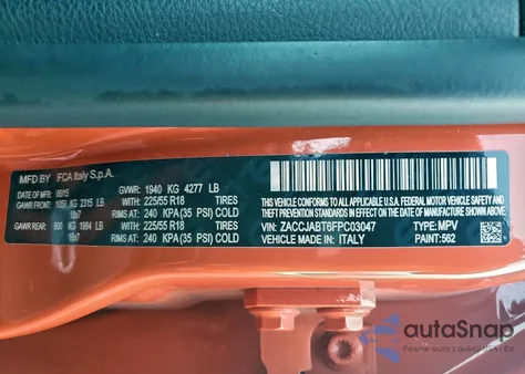 2015 Jeep Renegade Latitude z USA, uszkodzony, nr VIN ZACCJABT6FPC03047